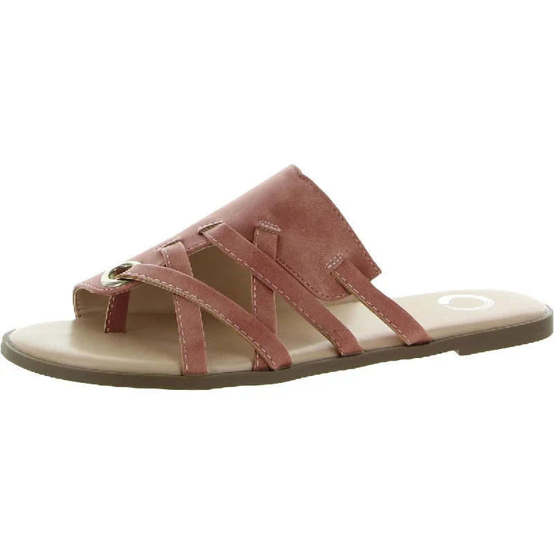 Journee Collection Womens Faux Leather Criss-Cross Front Mule Sandals