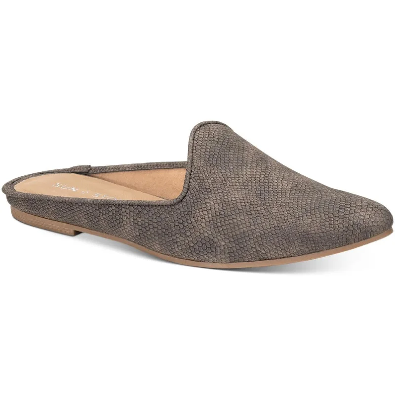 Sun + Stone Womens Ninna Faux Leather Padded Insole Mules