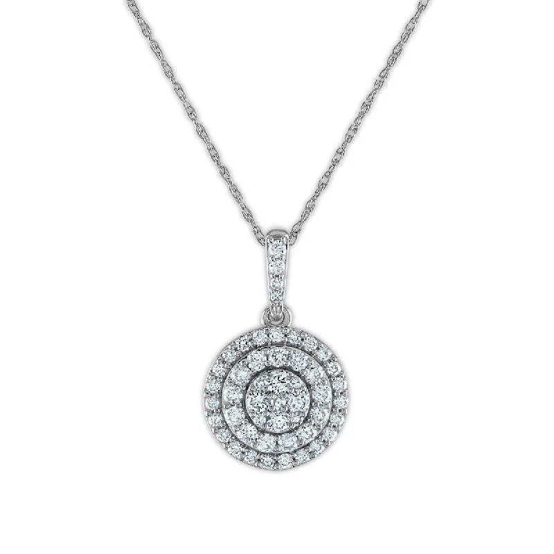 1/2 CTW Diamond Halo Round 18-inch Pendant in 14KT White Gold