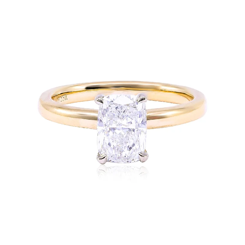 18K YELLOW GOLD 1.50CT CUSHION CUT DIAMOND ENGAGEMENT RING