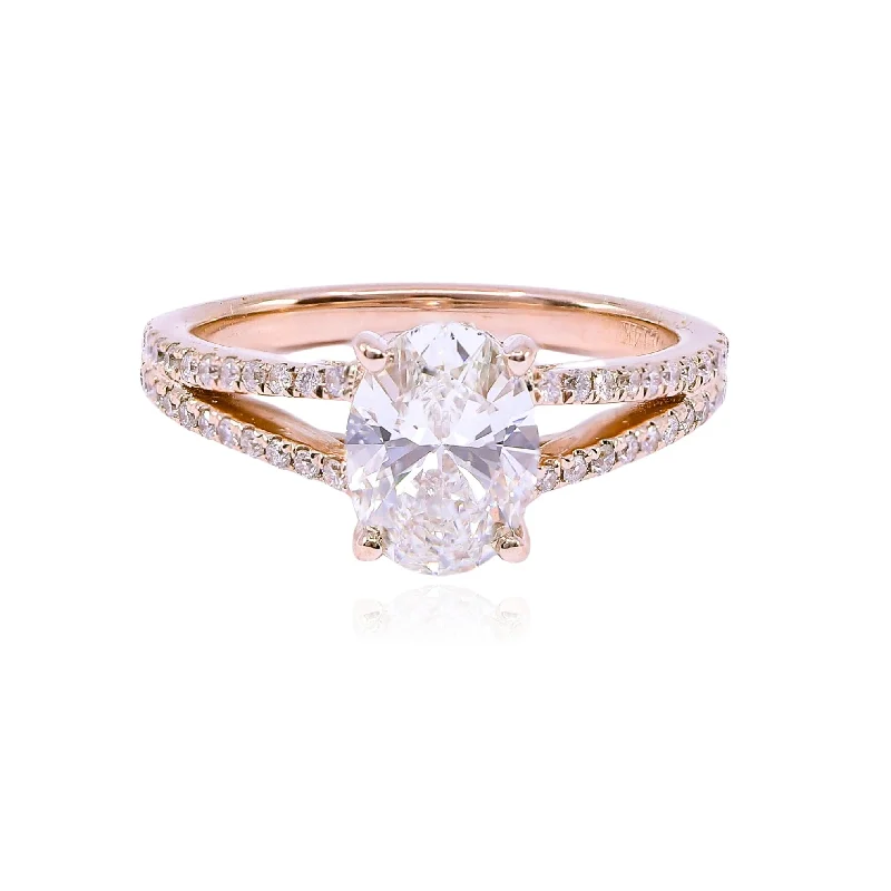 ESTATE 14K ROSE GOLD 1.22CT OVAL DIAMOND ENGAGEMENT RING