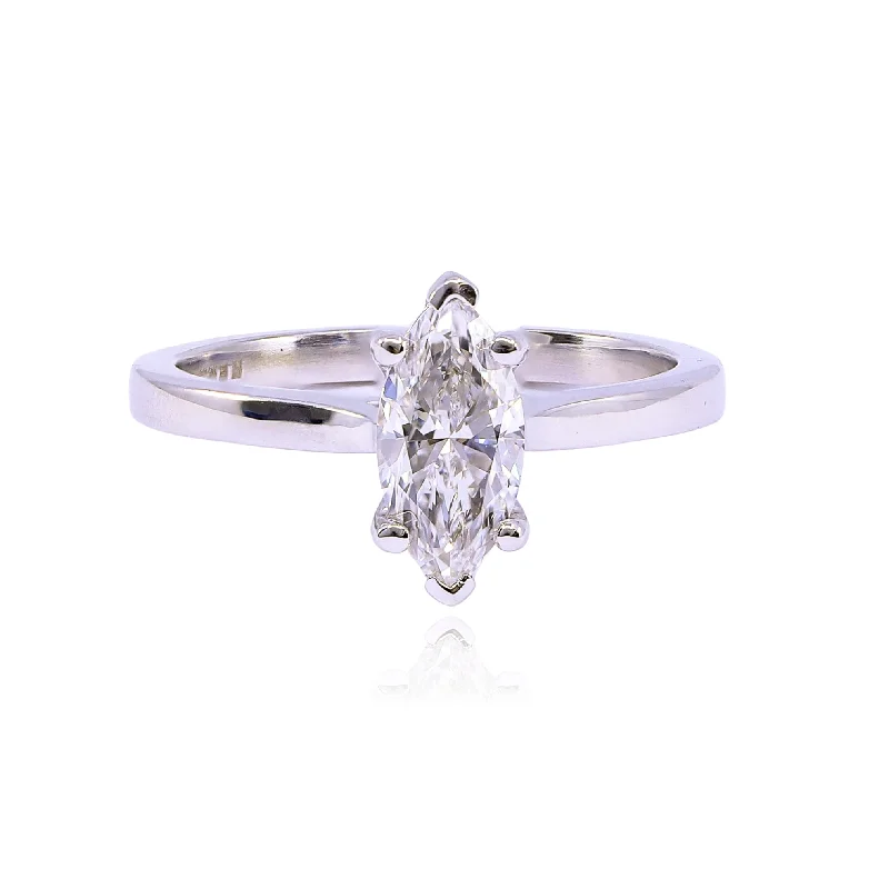 14K WHITE GOLD 0.90CT MARQUISE DIAMOND SOLITAIRE RING