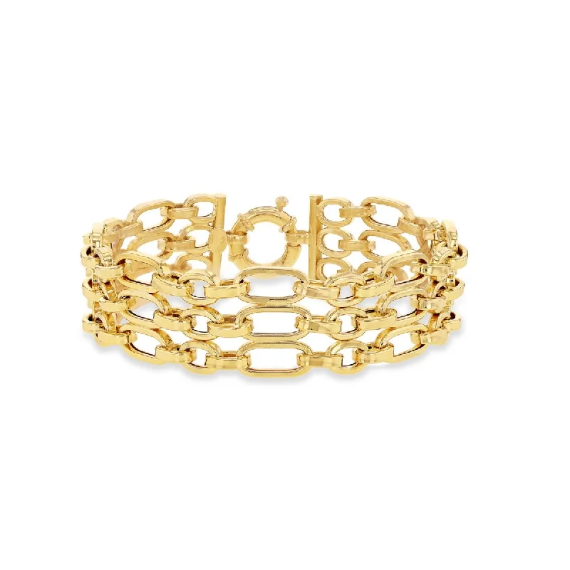 9K Yellow Gold 3 Strand Figaro Bracelet