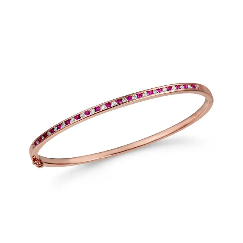 9K Rose Gold Ruby & Diamond Bangle