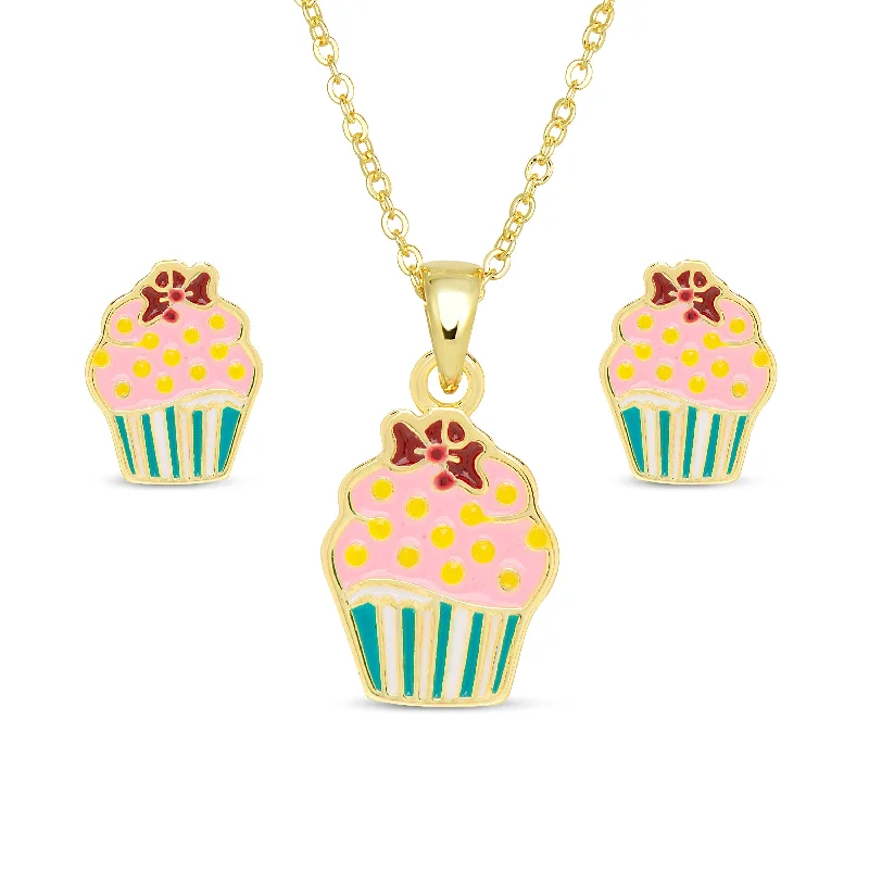 Cupcake Necklace and Earrings Set