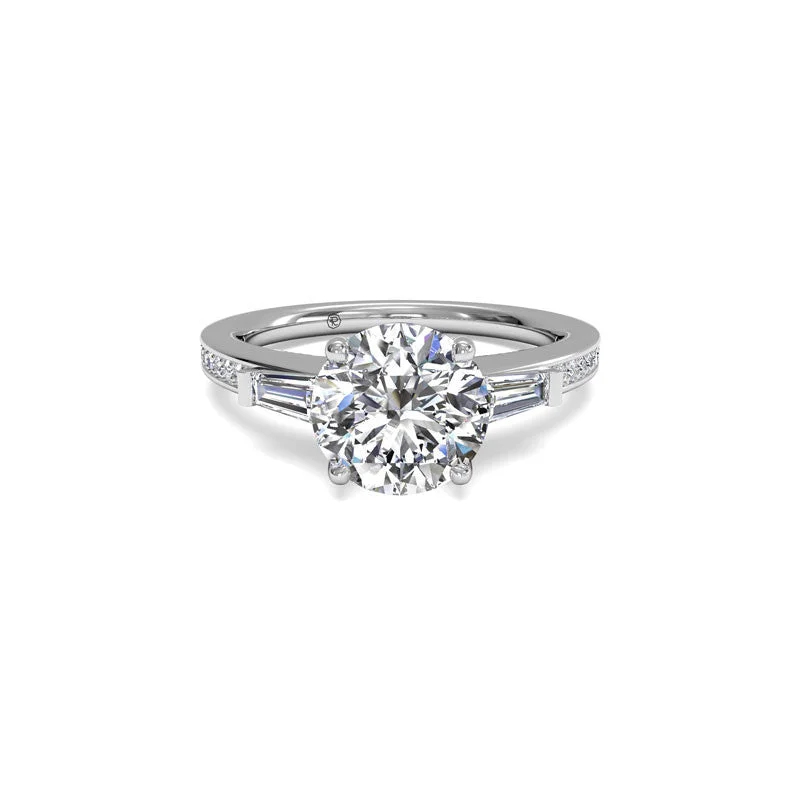 Tapered Baguette Round Brilliant Diamond Engagement Ring