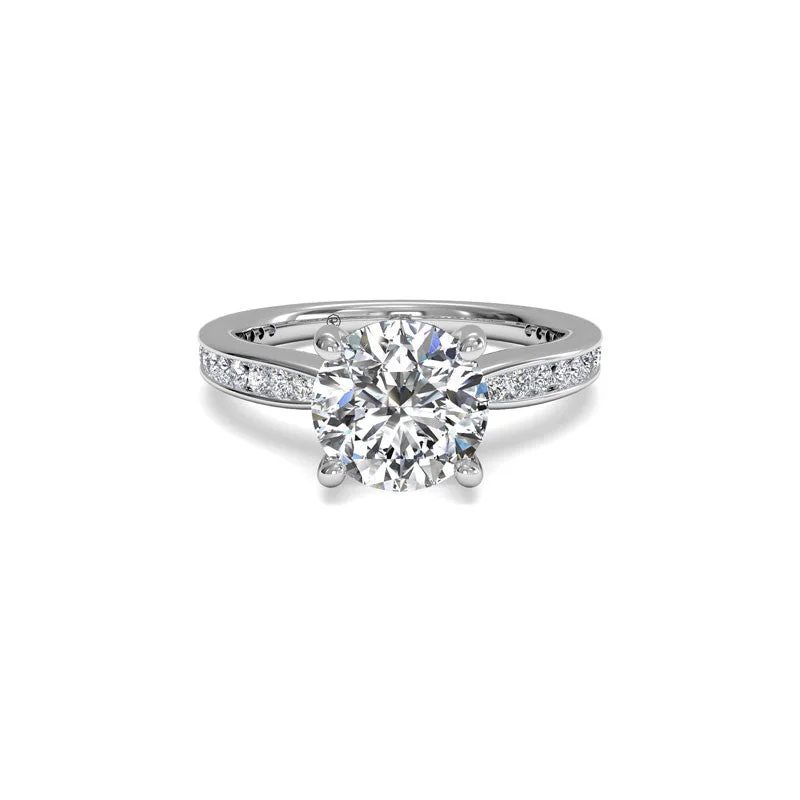 Tapered Channel-Set Round Brilliant Diamond Engagement Ring